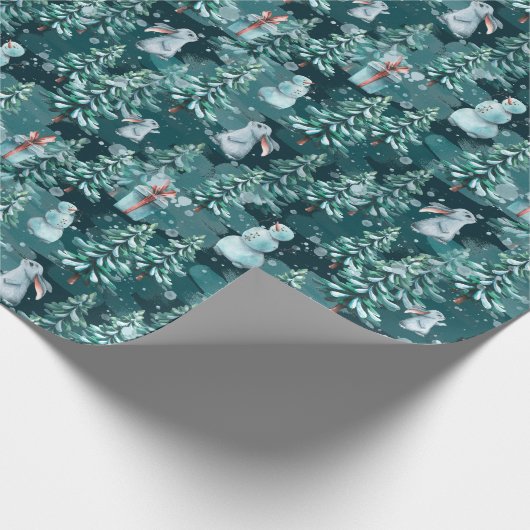 クリスマスツリーと雪だるまラッピング紙 ラッピングペーパー (角)