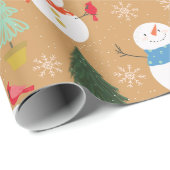 クリスマスツリーと雪だるま  ラッピングペーパー (ロールコーナー)