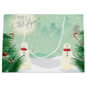 クリスマスツリーと雪だるま ラージペーパーバッグ (正面)