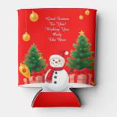 クリスマスツリーと雪だるま 缶クーラー (正面)