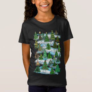 クリスマスツリーと雪にはTシャツが付いている Tシャツ