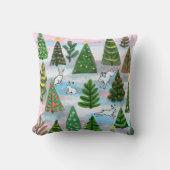 クリスマスツリーと雪のハーレス装飾用クッション クッション (正面)