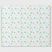 クリスマスツリーと雪の結晶のクリモダンスマス ラッピングペーパー (フラット)