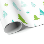 クリスマスツリーと雪の結晶のクリモダンスマス ラッピングペーパー (ロールコーナー)