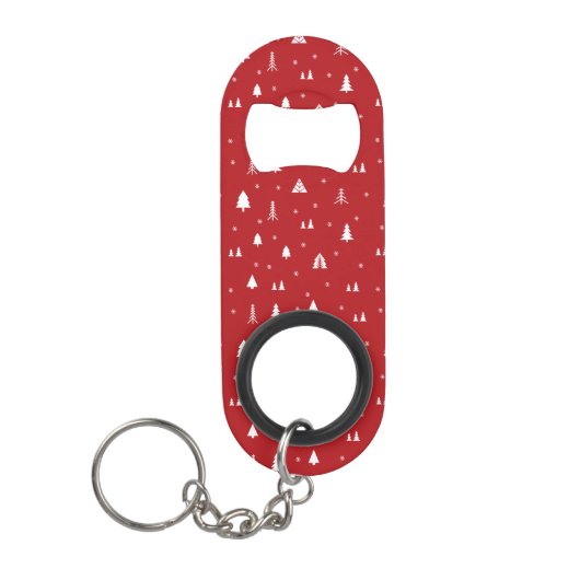 クリスマスツリーと雪の結晶のボトルオープナー キーホルダー栓抜き (正面)