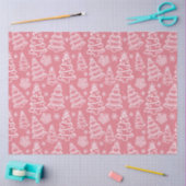 クリスマスツリーと雪の結晶ピンクのクリスマス 薄葉紙 (クラフト)