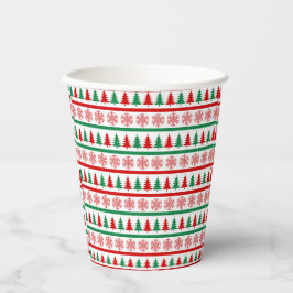 クリスマスツリーと雪の結晶プリント紙コップ 紙コップ