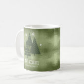 クリスマスツリーと雪の結晶 グリーン ID863 コーヒーマグカップ (正面左)
