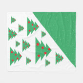 クリスマスツリーと雪の赤い緑のクリスマス フリースブランケット (正面(横))