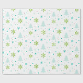 クリスマスツリーと雪モダン結晶 ラッピングペーパー (フラット)