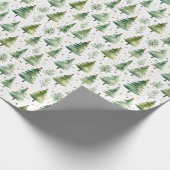 クリスマスツリーと雪モダン結晶 ラッピングペーパー (角)