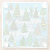 クリスマスツリーと雪兎 ガラスコースター (裏面)