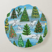 クリスマスツリーと雪兎 ラウンドクッション (裏面)