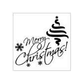 クリスマスツリーと雪片とメリークリスマス ラバースタンプ (インプリント)