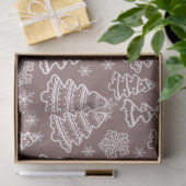 クリスマスツリーと雪片のブラウンクリスマス 薄葉紙 (ギフト)