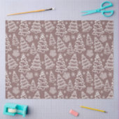 クリスマスツリーと雪片のブラウンクリスマス 薄葉紙 (クラフト)