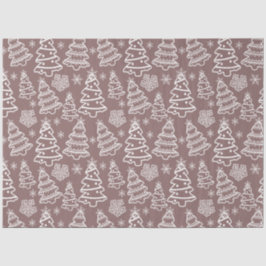 クリスマスツリーと雪片のブラウンクリスマス 薄葉紙