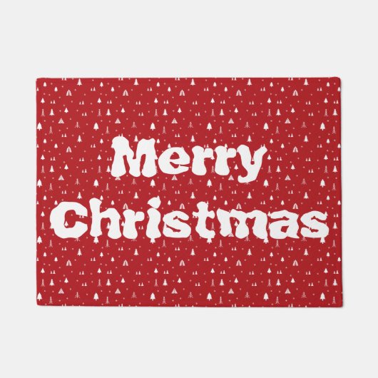 クリスマスツリーと雪片ドアマット ドアマット (正面)