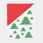 クリスマスツリーと雪片レッドグリーンクリスマス フリースブランケット (正面)