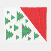 クリスマスツリーと雪片レッドグリーンクリスマス フリースブランケット (正面(横))