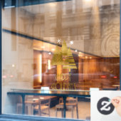 クリスマスツリーと雪片金ゴールド/ホワイトID863 ウィンドウサイン (カフェ窓)