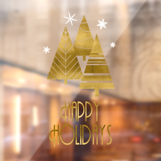 クリスマスツリーと雪片金ゴールド/ホワイトID863 ウィンドウサイン (シート2)