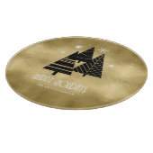 クリスマスツリーと雪片金ゴールドID863 カッティングボード (角)