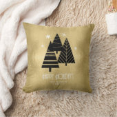 クリスマスツリーと雪片金ゴールドID863 クッション (ブランケット)