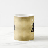 クリスマスツリーと雪片金ゴールドID863 コーヒーマグカップ (中央)