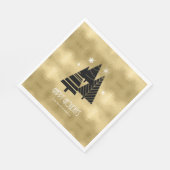 クリスマスツリーと雪片金ゴールドID863 スタンダードランチョンナプキン (角)