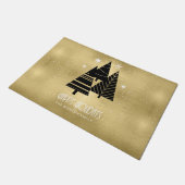 クリスマスツリーと雪片金ゴールドID863 ドアマット (アングル)