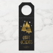 クリスマスツリーと雪片金ゴールドID863 ボトルネックタグ (正面)