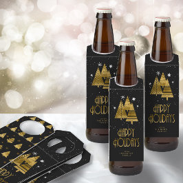 クリスマスツリーと雪片金ゴールドID863 ボトルネックタグ