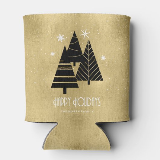 クリスマスツリーと雪片金ゴールドID863 缶クーラー (裏面)