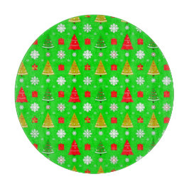 クリスマスツリーと雪片 カッティングボード