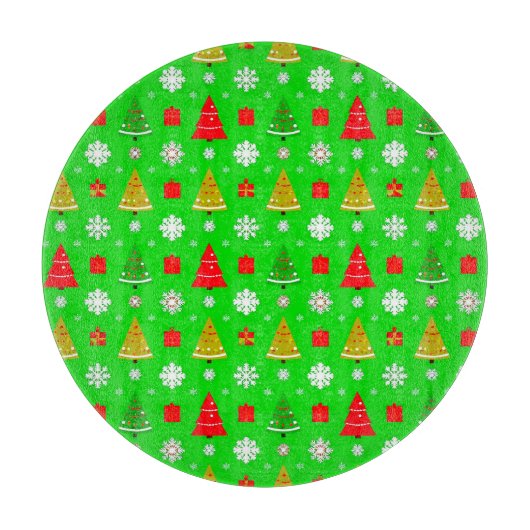 クリスマスツリーと雪片 カッティングボード (正面)