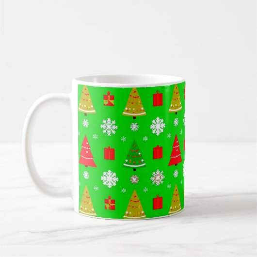 クリスマスツリーと雪片 コーヒーマグカップ (左)