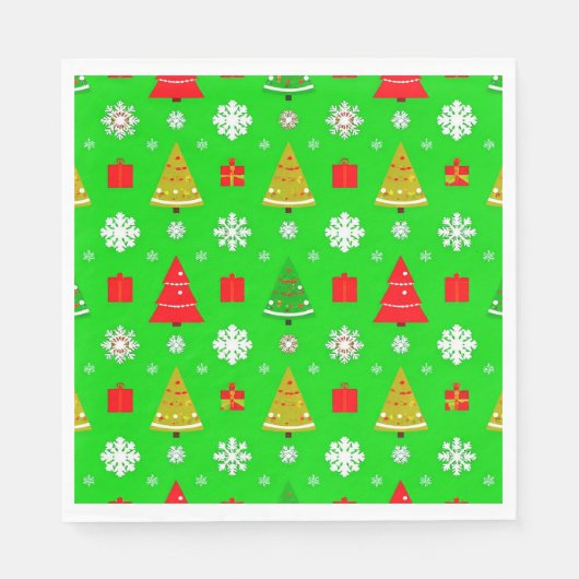 クリスマスツリーと雪片 スタンダードランチョンナプキン (正面)