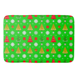 クリスマスツリーと雪片 バスマット