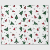 クリスマスツリーと雪片 ラッピングペーパー (フラット)