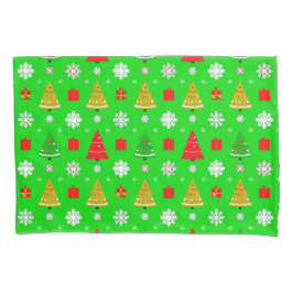 クリスマスツリーと雪片 枕カバー