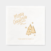 クリスマスツリーと雪片ID863 箔ナプキン (正面)