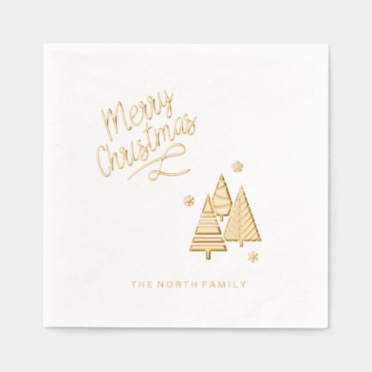 クリスマスツリーと雪片ID863 箔ナプキン (正面)