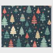 クリスマスツリーと雪 ラッピングペーパー (フラット)