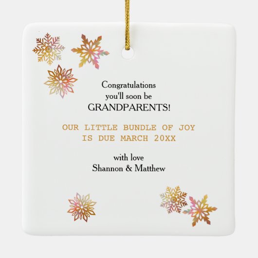 クリスマスツリーと鹿はすぐに3人の家族になる セラミックオーナメント (裏面)