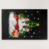 クリスマスツリーと3つのビーグルスサンタクロース ジグソーパズル (横)