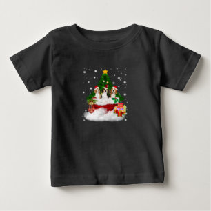 クリスマスツリーと3つのビーグルスサンタクロース ベビーTシャツ