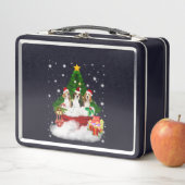 クリスマスツリーと3つのビーグルスサンタクロース メタルランチボックス (インサイチュ)