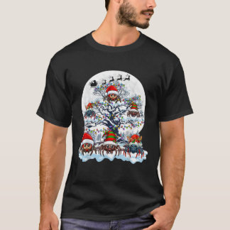 クリスマスツリーにいるサンタとトナカイとエルフとクモ アニメーション Tシャツ