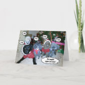 クリスマスツリーにお水をあげるユーモアたっぷりの犬たち カード (正面)